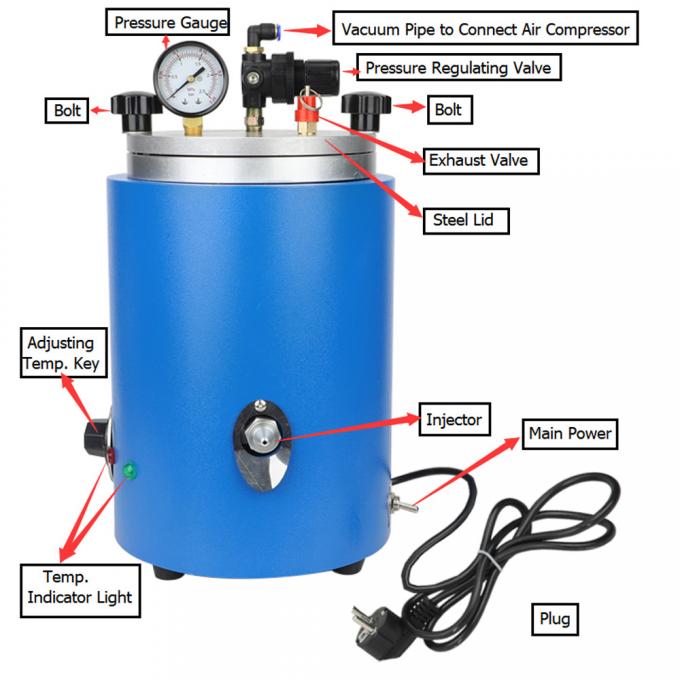 Iniettore di cera per serbatoio da 5,5 libbre per gioielli Controllo manuale da 500 W 1